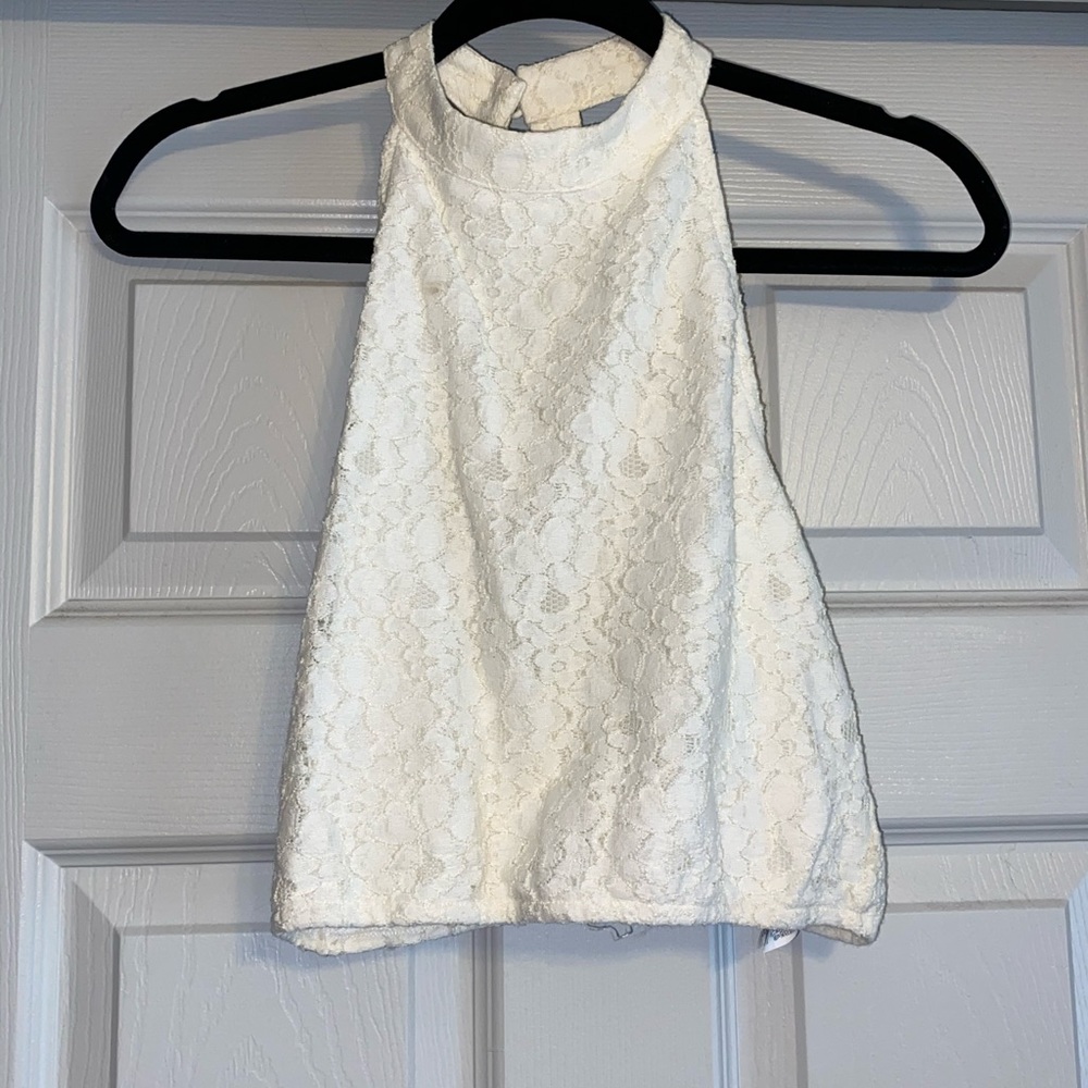 White high neck halter top